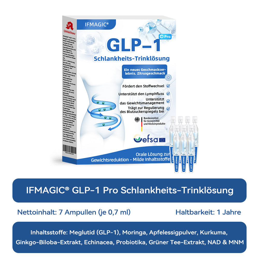 IFMAGIC® GLP-1 Pro Schlankheits-Trinklösung✅Ausgewählt vom Adipositas-Expertenteam der Charité👩⚕️Für Fettleibigkeit, Herz-Kreislauf-Erkrankungen, Diabetes, Schlafapnoe, Erhöhte Cholesterin- und Blutfettwerte, Gelenkprobleme und mehr💯