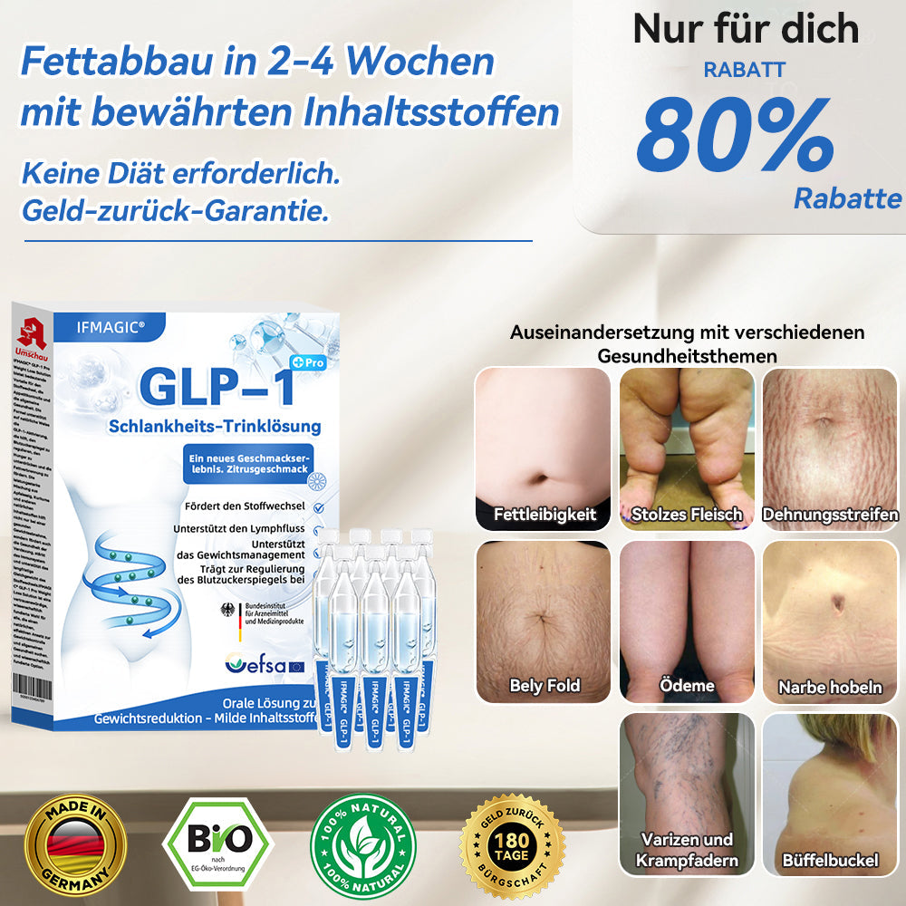 IFMAGIC® GLP-1 Pro Schlankheits-Trinklösung✅Ausgewählt vom Adipositas-Expertenteam der Charité👩‍⚕️Für Fettleibigkeit, Herz-Kreislauf-Erkrankungen, Diabetes, Schlafapnoe, Erhöhte Cholesterin- und Blutfettwerte, Gelenkprobleme und mehr💯