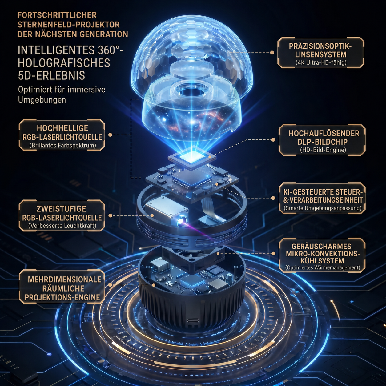 Offizieller Shop | ✨💡SCNDR® 360° Intelligenter Holografischer Sternenhimmel‑Projektor (HD Smart Dynamic 5D)
